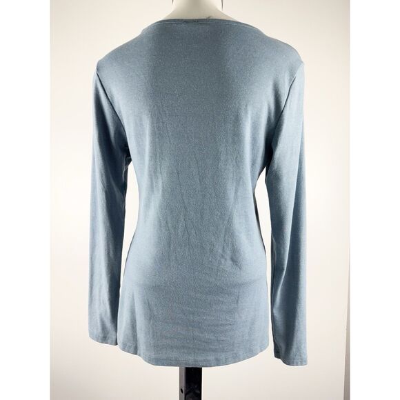 PERUVIAN CONNECTION Layering Tee Soft Large Cozy-long sleeve Delphinium - Picture 3 of 5